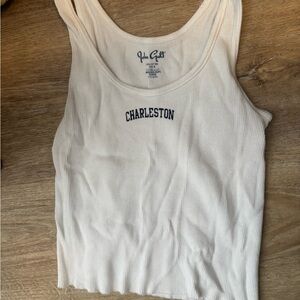 Brandy Melville Cream Ribbed Charleston Tank